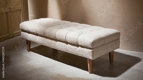 Minimalist White Sofa Bench in Natural Light – Modern Interior