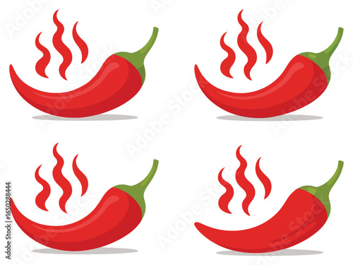 Spicy red chili peppers cartoon illustration emitting heat and intense flavor