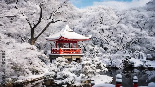 Wallpaper Mural 雪と寺、日本的なお寺の冬の風景動画 Torontodigital.ca