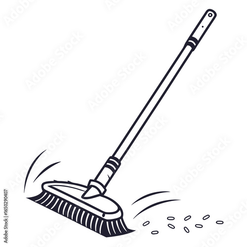 Illustration of a broom, essential tool for cleaning and maintaining a tidy home, sweeping up debris isolated on white background