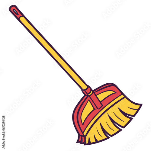 Illustration of a broom for sweeping the floor, isolated on white background