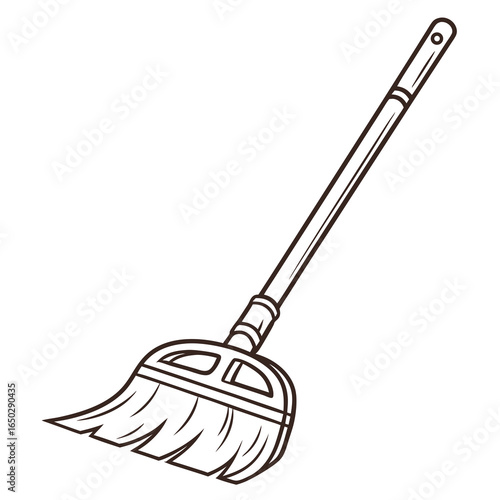 Illustration of a broom isolated on white background, a tool used for sweeping and cleaning floors in a house or other space