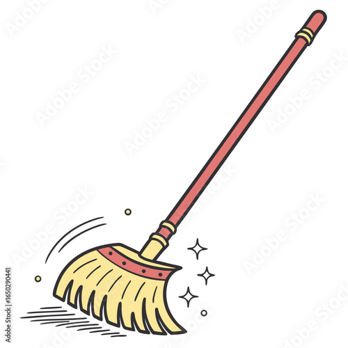 Illustration of a broom isolated on white background for cleaning and household chores and tidiness