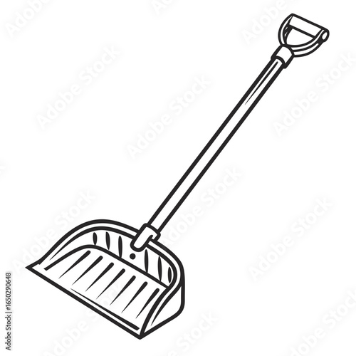 Illustration of a dustpan, a cleaning tool used for scooping up dust and debris, isolated on white background