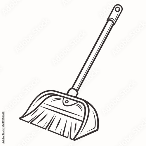 Illustration of a dustpan and brush, essential tools for cleaning and maintaining a tidy home isolated on white background