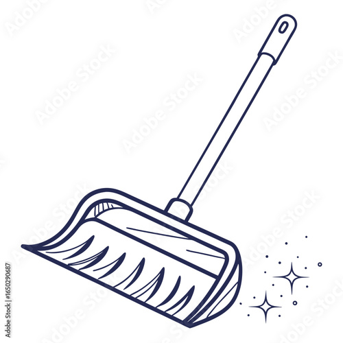 Illustration of a dustpan with sparkles isolated on white background, a tool for cleaning and maintenance tasks