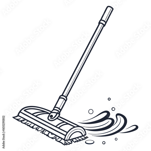 Illustration of a mop with water splash isolated on white background, a cleaning tool for maintaining hygiene in the house