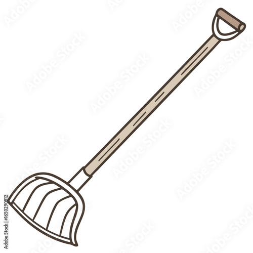 Illustration of a pitchfork isolated on white background, a tool used in farming and gardening for lifting and pitching hay