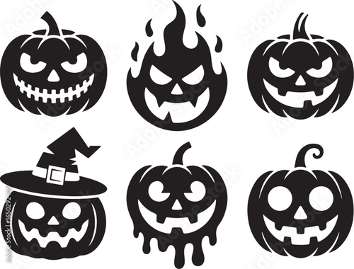 Spooky Halloween pumpkin faces set for festive fun