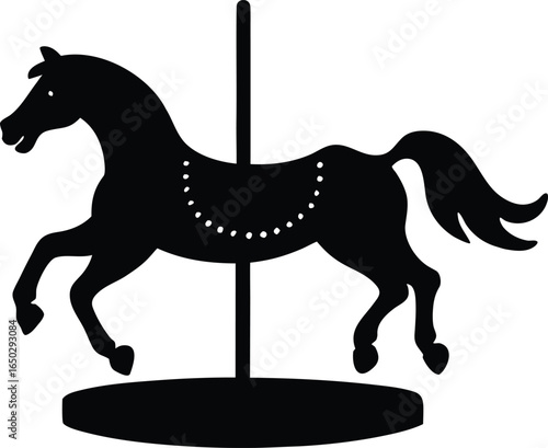Majestic Carousel Horse Silhouette Vector Illustration for Clipart
