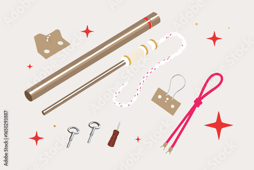 Assortment of Tools and Craft Supplies on a Light Background hobby
