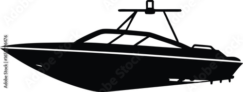 Wakeboard Tower Ski Boat Vector Illustration Silhouette Clipart