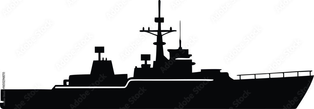 Obraz premium Naval Vessel Vector Silhouette Clipart Illustration for Creative Design