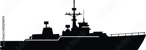 Naval Vessel Vector Silhouette Clipart Illustration for Creative Design