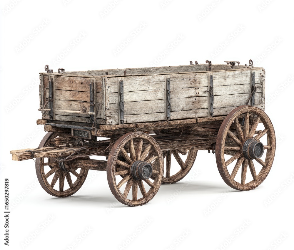 Fototapeta premium Aged wooden wagon, side view