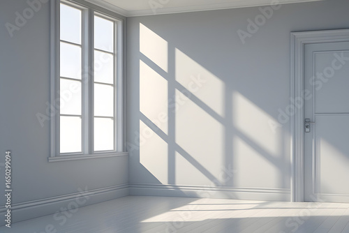 empty white room realistic window and tree branch shadow with light blur on transparent background,Summer sunlight and shadow overlay effect