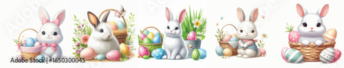 EASTER BUNNY WHITE BACKGROUND IMAGE VECTOR