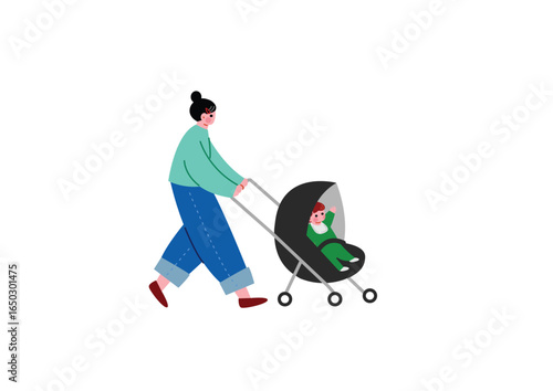 ベビーカーを押す女性