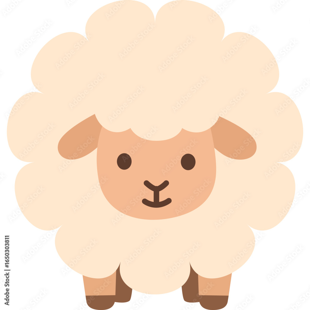 Fluffy white sheep illustration with beige face, adorable farm animal vector in flat style perfect for children’s learning or rural themes. Fluffy white sheep illustration with beige face, adorable farm animal vector in flat style perfect for children’s learning or rural themes.