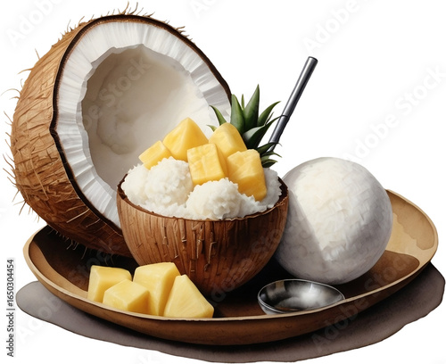 Wallpaper Mural Coconut milk ice cream decoration in coconut for serve. Torontodigital.ca