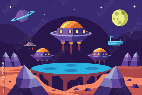 Cosmic Garden Alien Hovering Illustration