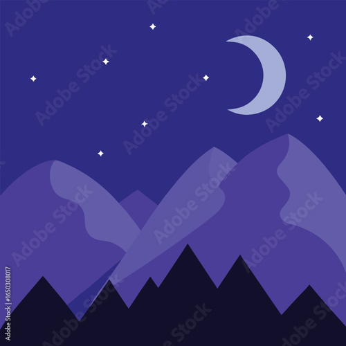 Serene evening or night landscape with blue hues