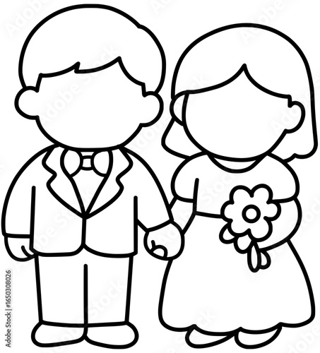 신랑 신부 커플 드로잉