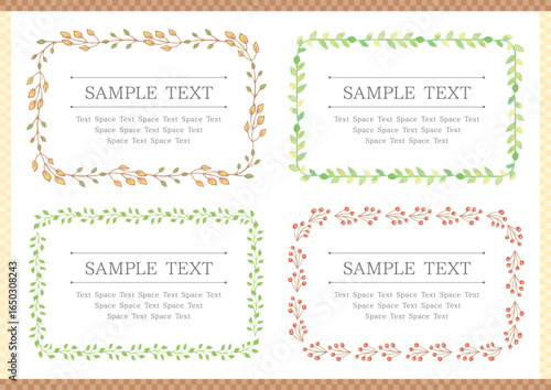 Set of 4 hand-painted leaf frames