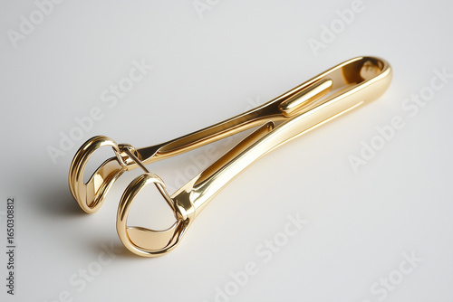 Gold kitchen tongs with transparent background