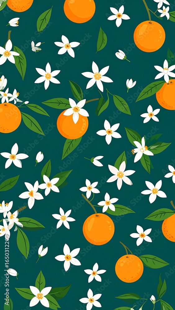 custom made wallpaper toronto digitalOrange and white flowers pattern