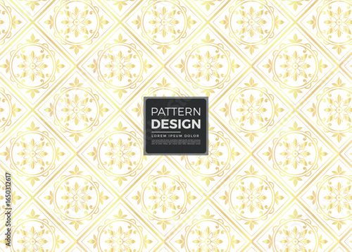 Elegant Gold and White Pattern Design with Ornate Floral Motifs and Geometric Lines A Seamless Backdrop
