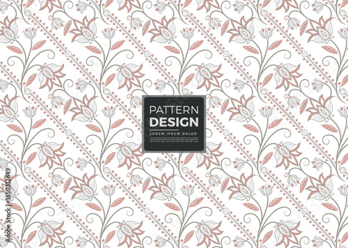 Elegant Floral Pattern Design with Intricate Lines and Soft Hues for Textile Prints and Backgrounds