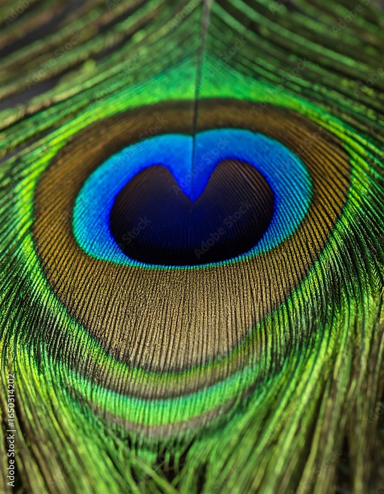 Naklejka premium Close-up of a vibrant peacock feather's eye (1)