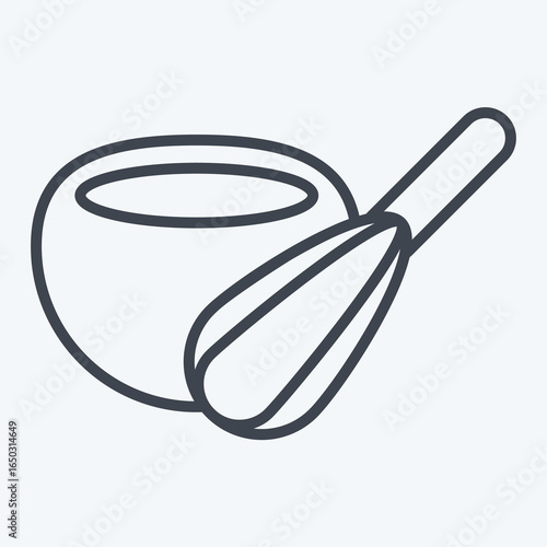 Icon Mixing Bowl With Whisk. related to Kitchen Utensils symbol. line style. design editable