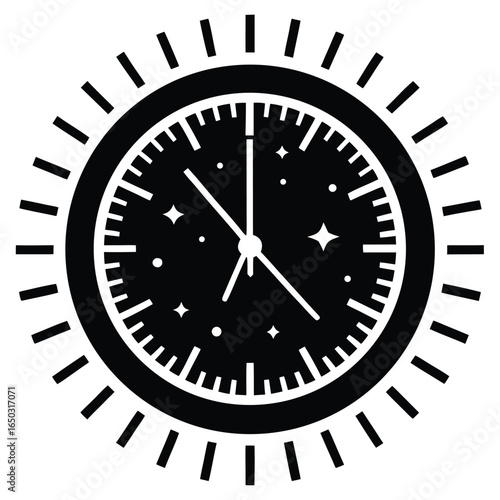 new year clock vector icon