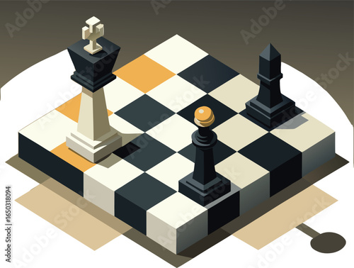 Cute 3D Chess Illustration with Playful Expression on Transparent Background