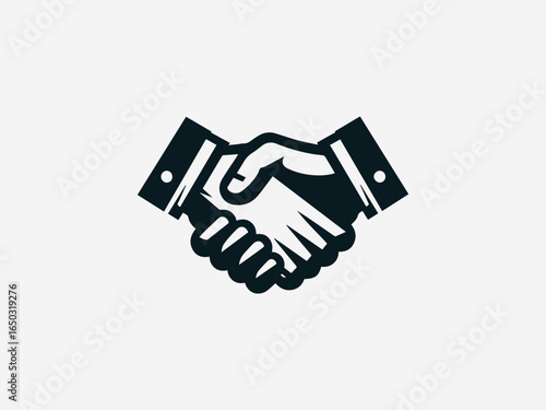 Two powerful male hands clasping each other in a unified and firm handshake, symbolizing concepts of collaboration