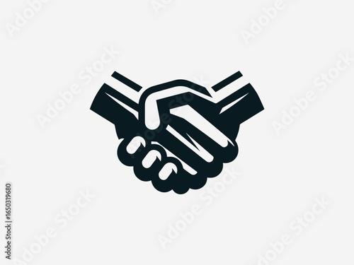 Two powerful male hands clasping each other in a unified and firm handshake, symbolizing concepts of collaboration