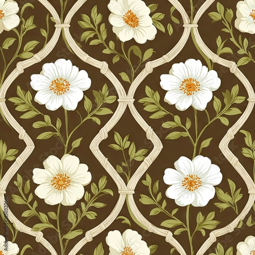 Floral Lattice Repeat Pattern