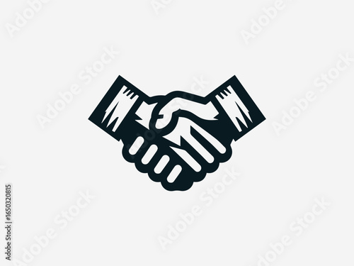 Two powerful male hands clasping each other in a unified and firm handshake, symbolizing concepts of collaboration