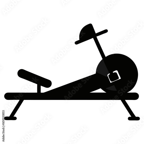 Exercise rowing machine black silhouette vector illustration
