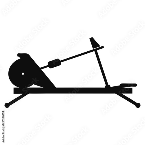 Exercise rowing machine black silhouette vector illustration