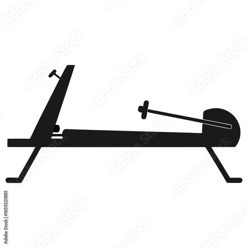 Exercise rowing machine black silhouette vector illustration
