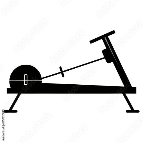 Exercise rowing machine black silhouette vector illustration