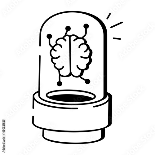 A hand drawn style icon depicting a preserved brain storage
