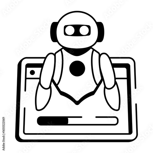 Sketchy style icon of testing phase quality control process

