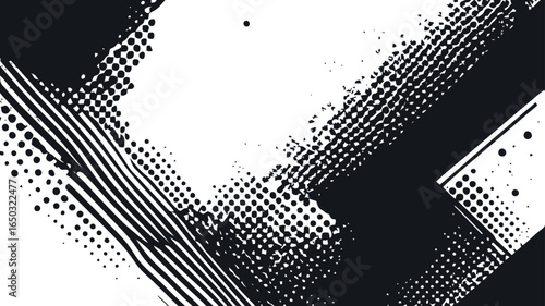 Wallpaper Mural Black white halftone retro composition Torontodigital.ca