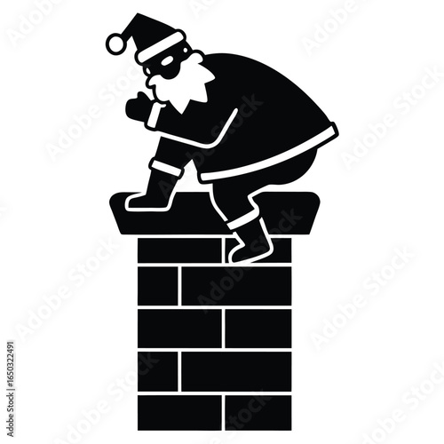 santa chimney vector icon