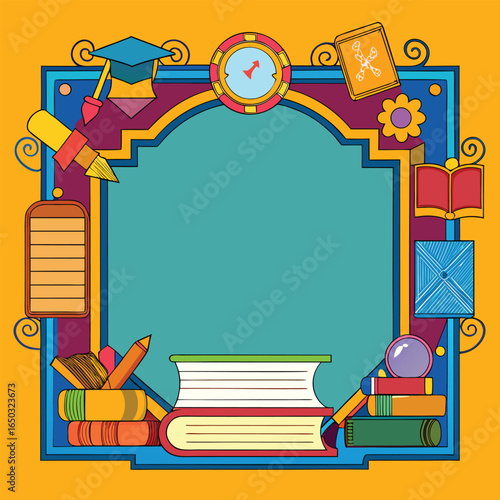 Educational or Entertainment Books Frame or Border 