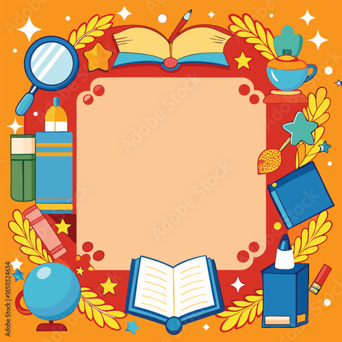Educational or Entertainment Books Frame or Border 